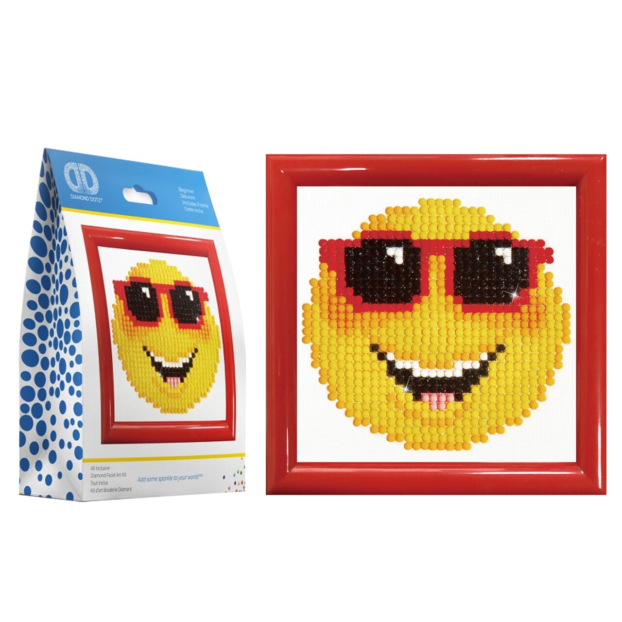 Diamond Dotz Smiling Face Kit with Frame Emoji Diamond Painting Kits for Adults - Diamond Art Kits a Relaxing Creative Craft Kit with Dotz Gems 3.5x3.5